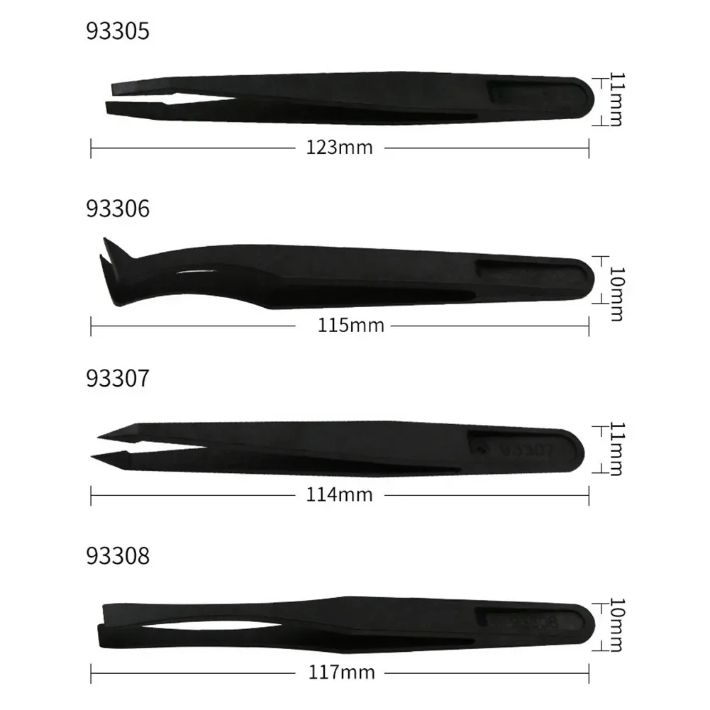 8X Anti-Static Carbon Electronic Tweezers Kit ESD Plastic Forceps PCB Repair Set Anti-static Heat-resist Acid-resist Tweezer