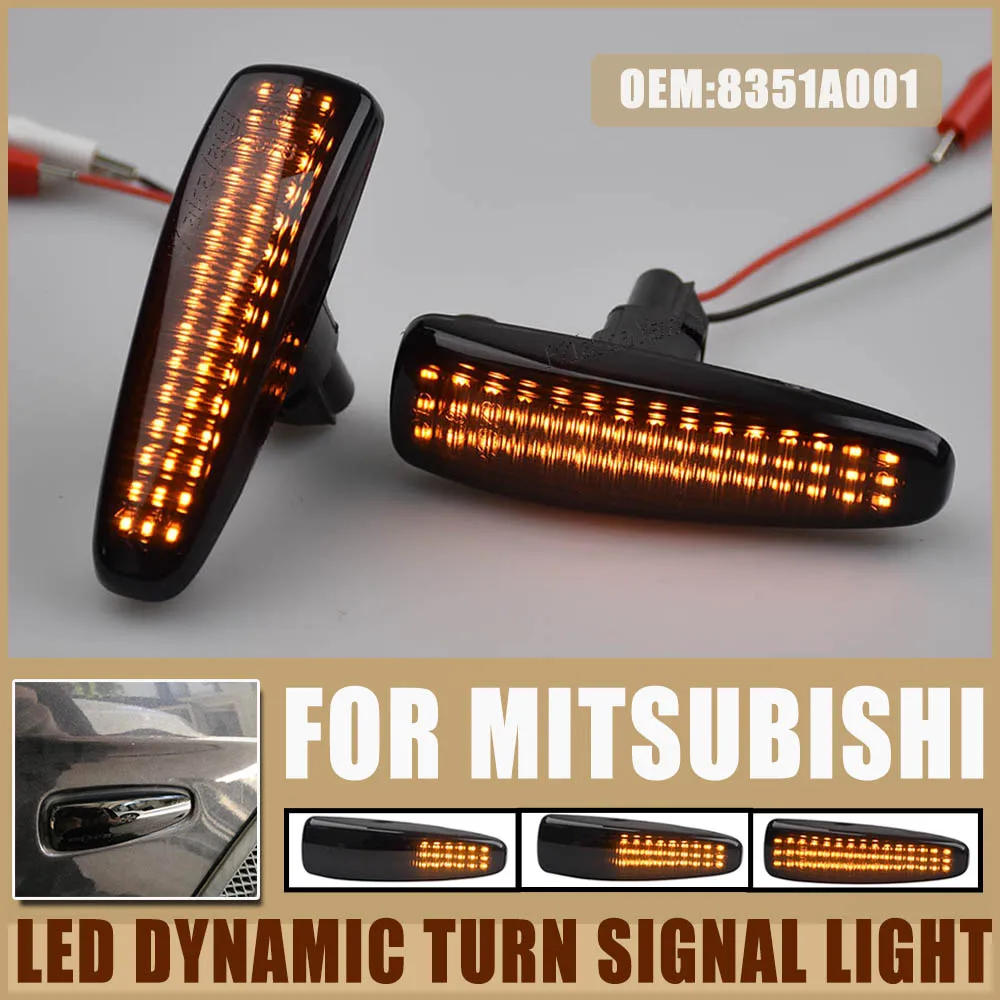 미쓰비시 랜서 EVO X Outlander 스포츠 미라지 2014 + 방향 지시등 마커 램프 용 2pcs 앰버 다이나믹 LED 펜더 사이드 마커