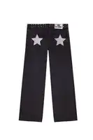 Jean gothique ONE DILEMMA pour femmes, vêtements Y2K, mode, paillettes, étoile à cinq branches, rivets, rétro, taille moyenne, pantalon à jambes larges 4