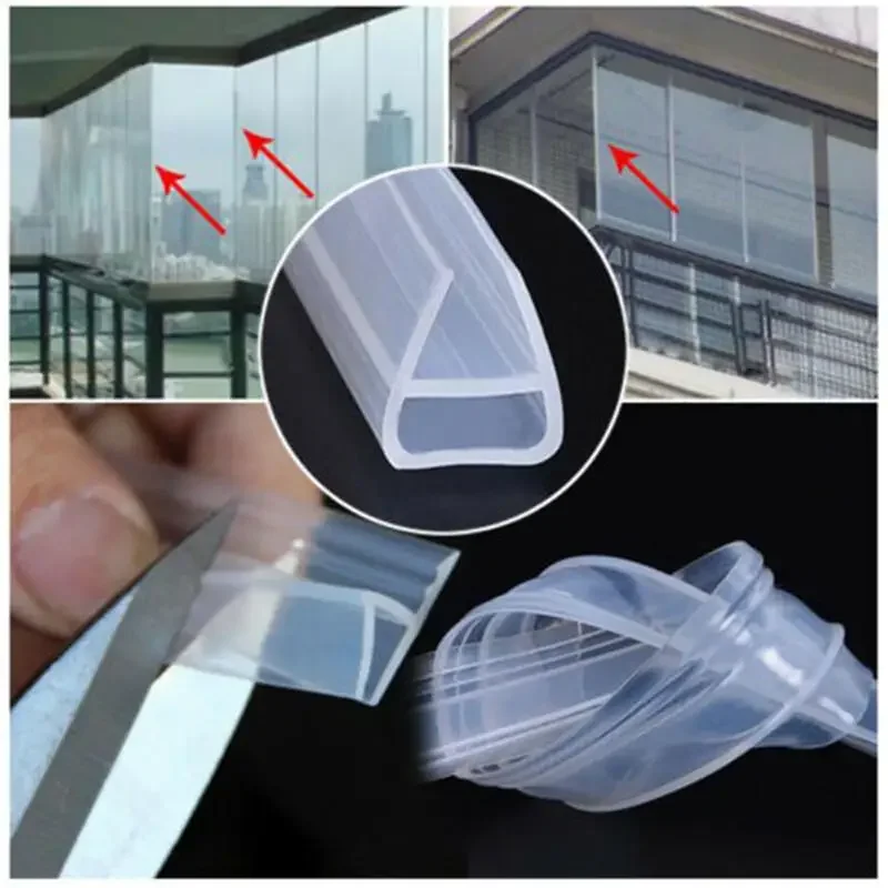 Shower Door Seal Strip 2M H/F/U type Shower Door Seal Strip Bath Screen Gaps Seal Waterproof Glass Door Seals for Home Improvement 6-12mm
