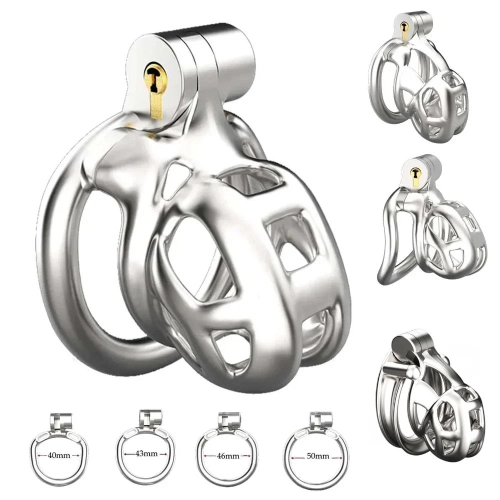 Stainless Steel Male Chastity Cage Cock Cobra Mamba Penis Ring Chastity Belt BDSM Erotic Urethral Lock Double-Arc Ring Sex Toy penis chastity cage chastity lock sex toy chastity cage accessory penis cock ring