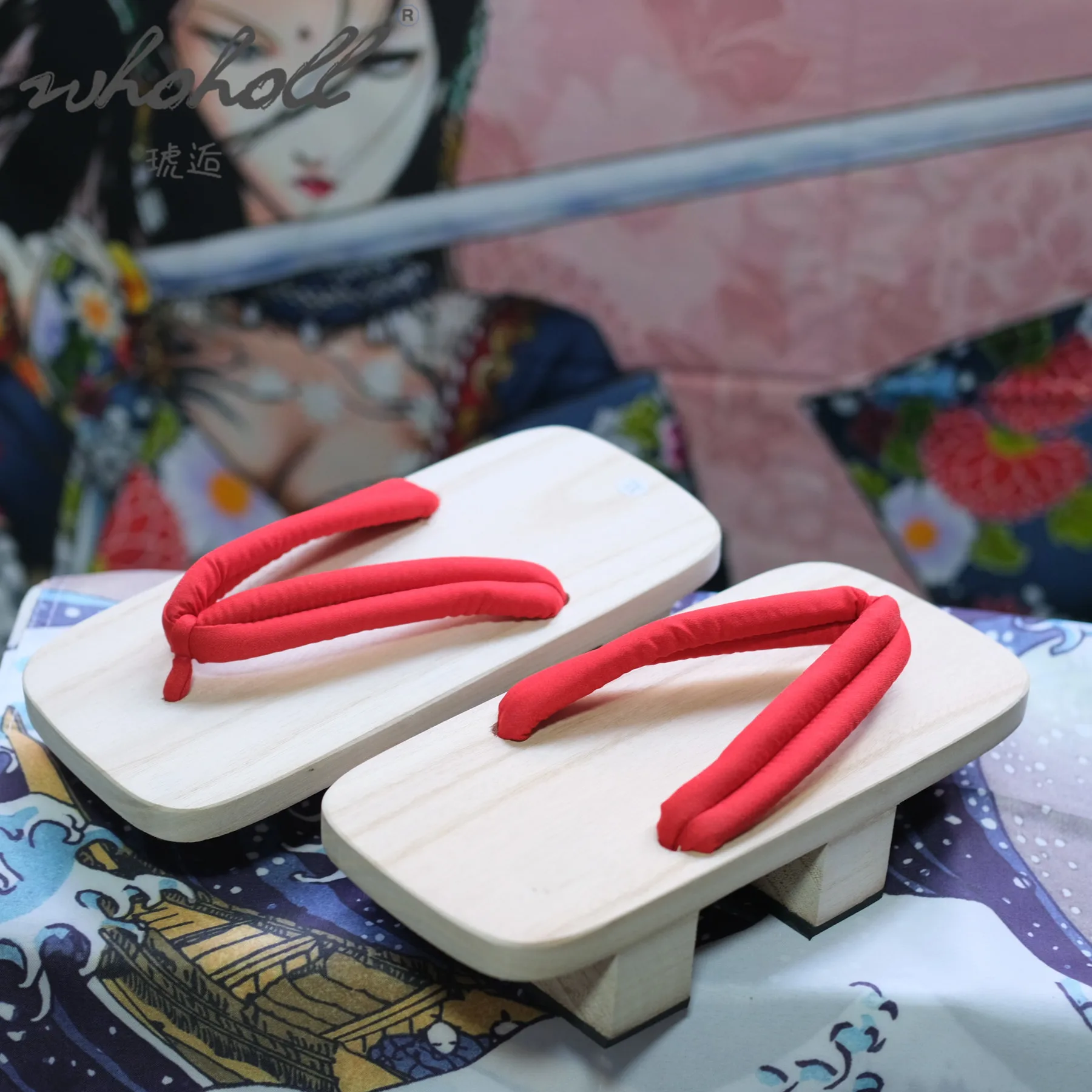 Thick Platform Two-teeth Geta Man Women Slippers Japanese Wood Geta Anime Coplay Costumes Shoes cosplay shoes