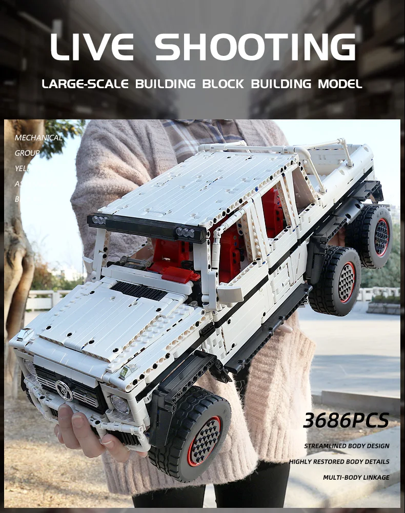 Mould King 13061 Technisches Auto-Spielzeug: APP- und RC-gesteuerter motorisierter G63 6X6 Offroad-SUV-Bausatz, Bausteine, Kindergeschenk – Detail 7