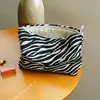 DJDF Black & White Zebra Stripes Women's Cosmetic Bag Polyester Skincare Storage Portable Travel Toiletry Bag Large Capacity 2