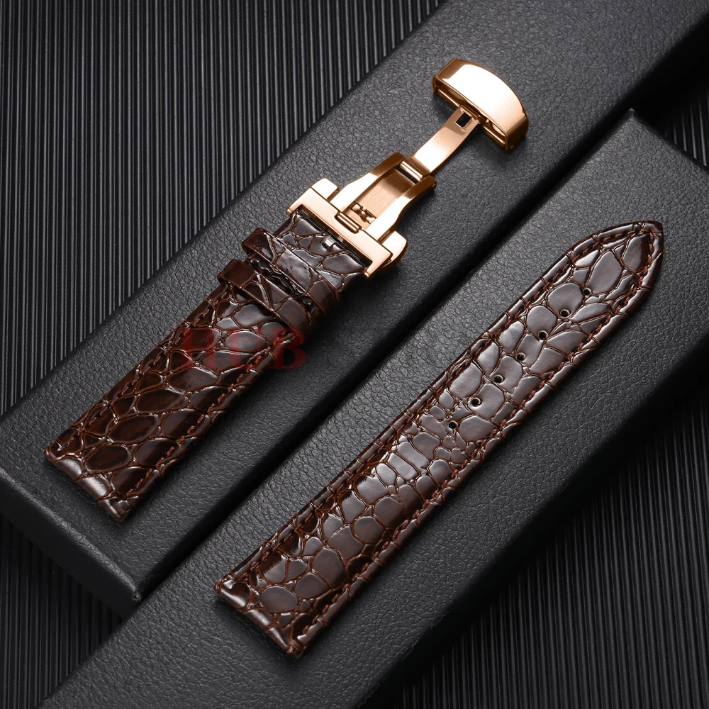 Leder-Uhrenarmbänder mit Krokodilmuster-Design, automatische Schnalle, für Herren und Damen, Business-Uhrenarmband, 12/14/16/18/19/20/22 mm Uhrenarmbänder – Detail 20