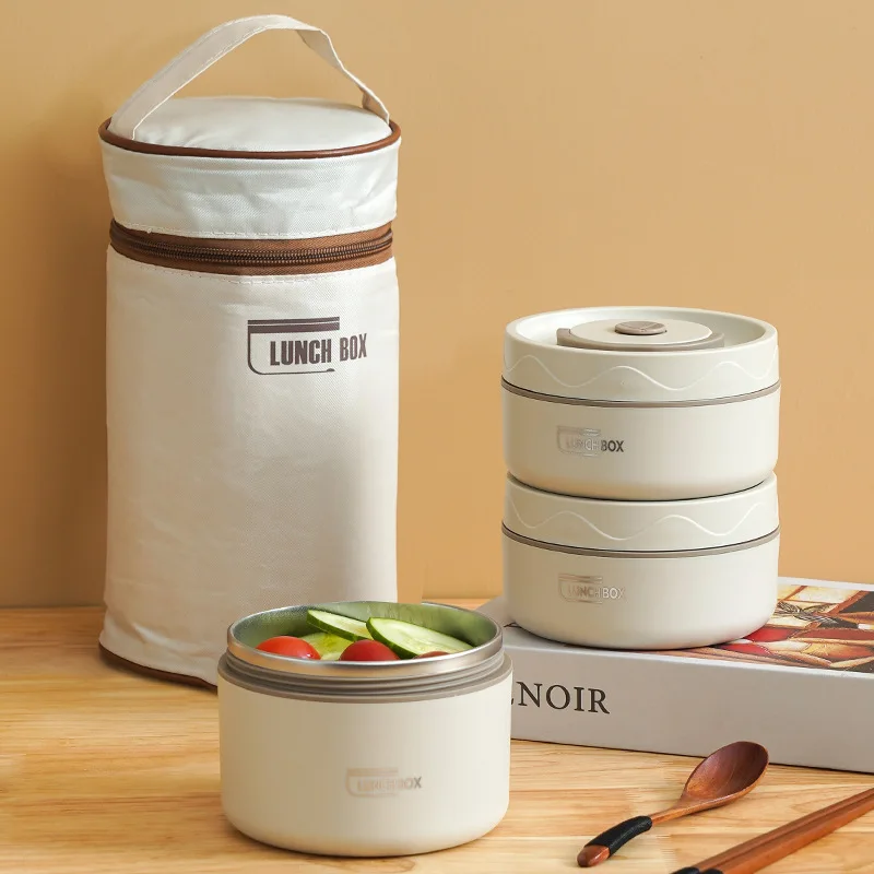 Microwavable Portable Insulated Food Container Lunch Box Stainless Steel Bento Box Insulated Leakproof Thermal Lunch Bag Set lunch box