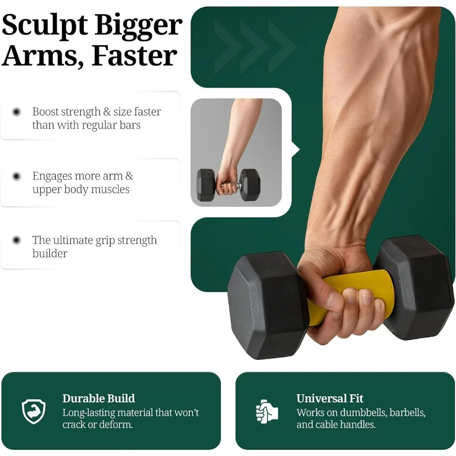 Tribus Thick Grips for Barbells Dumbbells | Thick Dumbbell Grips | Extreme Arms & Forearms Builder - Grip Strength