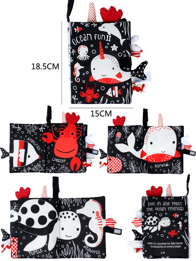 Baby Cloth Books Toys, Touch and Feel Crinkle Cloth Book for Infant Baby 0-36 Months, Early Development Interactive Soft Toys 2