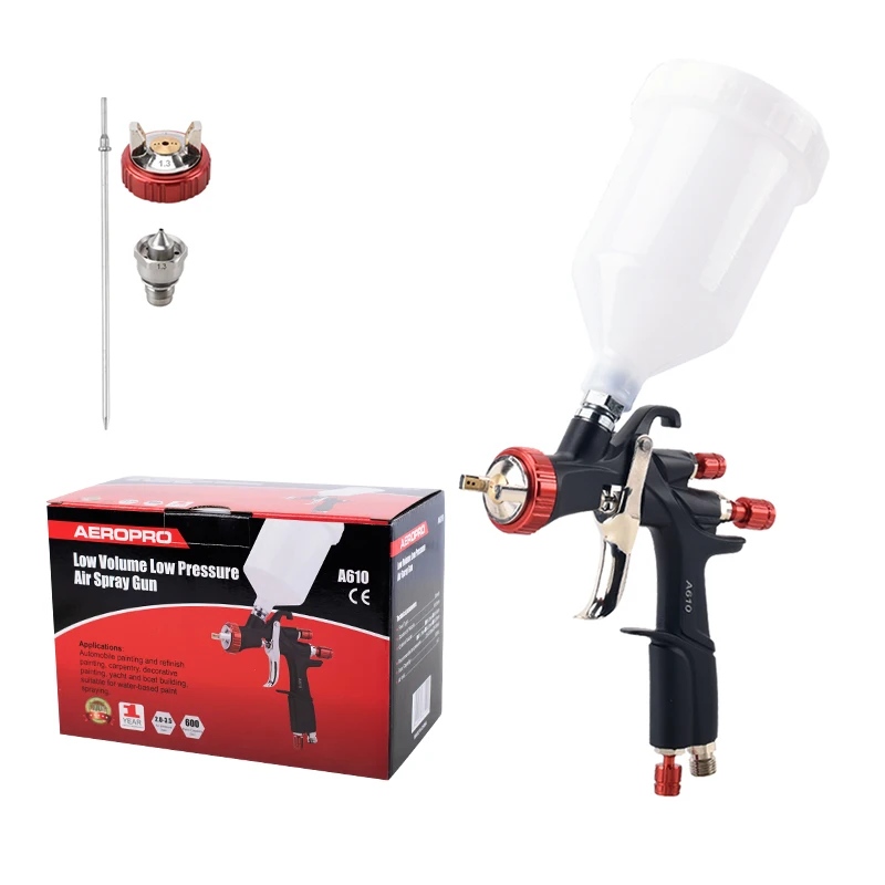 AEROPRO A610 LVLP Air Spray Gun Car Painting Gun Paint Spray Gun Kit  Airbrush 1.4mm A610 Spray Gun With 1.3 1.5 1.7 2.0 Nozzle