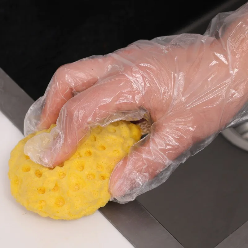 Disposable Plastic Gloves Disposable Gloves 500/100Pcs Transparent One-off Plastic Gloves Food Grade PE Material Pizza BBQ Clear Multi-functional