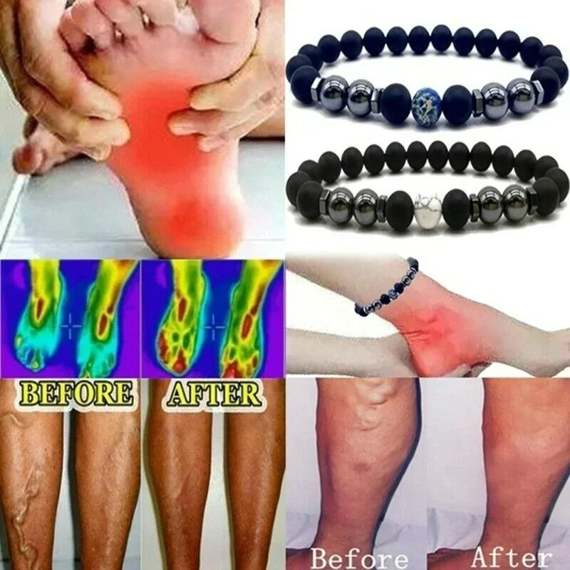 Anti-Swelling Black Obsidian Anklet Bracelet Treatment Adjustable Weight Loss Magnetic Therapy Magnet Anklet Bracelet Women Men silver anklet bracelet fashion accessories