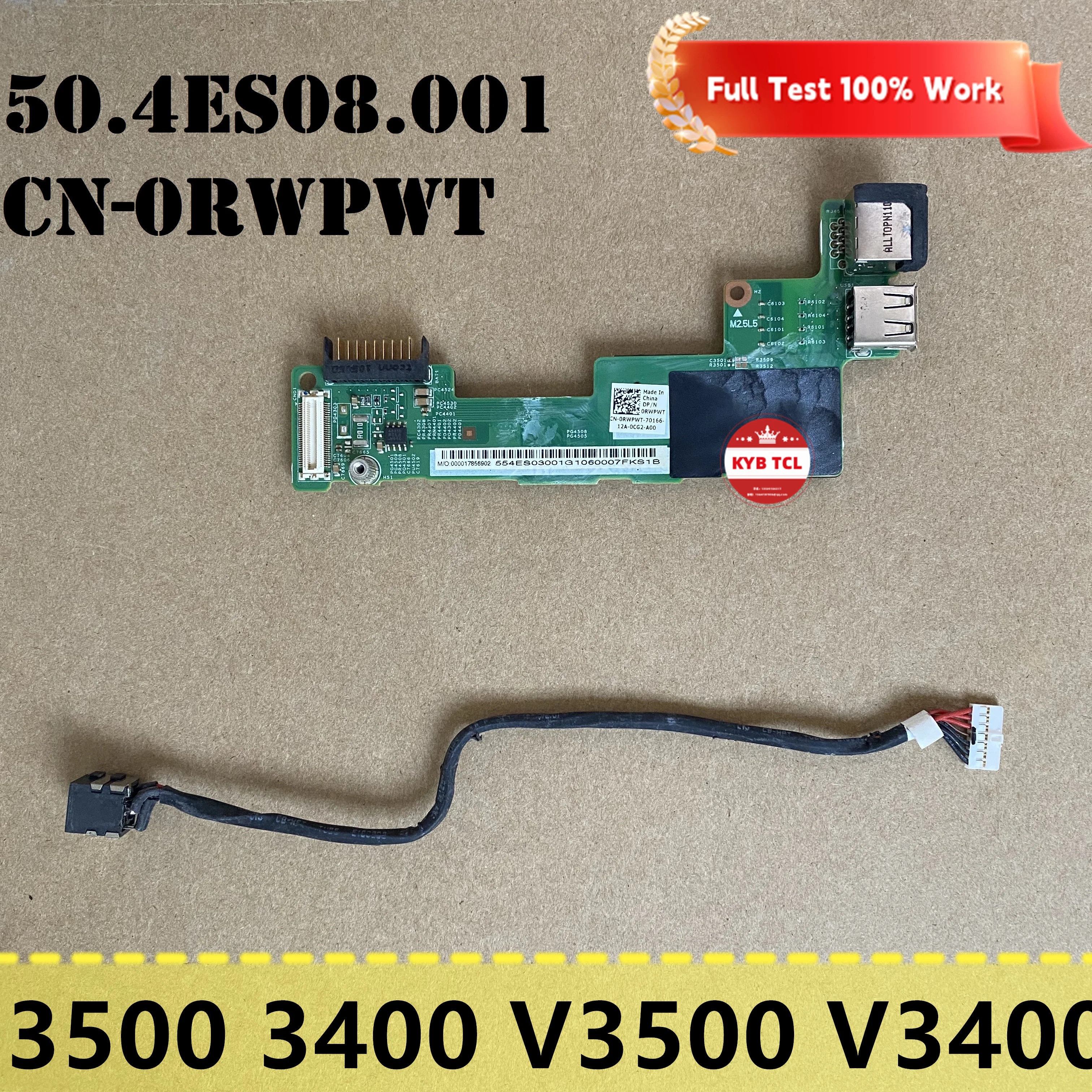 

For Dell Vostro 3500 3400 V3500 V3400 Laptop DC Jack Cable or USB Ethernet Charger LAN Board 50.4ES08.001 0RWPWT CN-0RWPWT RWPWT