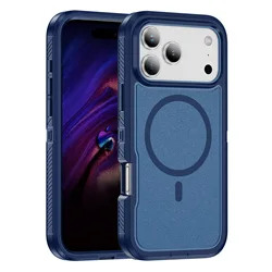 Magnetic Defender Heavy Duty Rugged Case with Military - Grade Protection - iPhone 15 Plus (Blue)