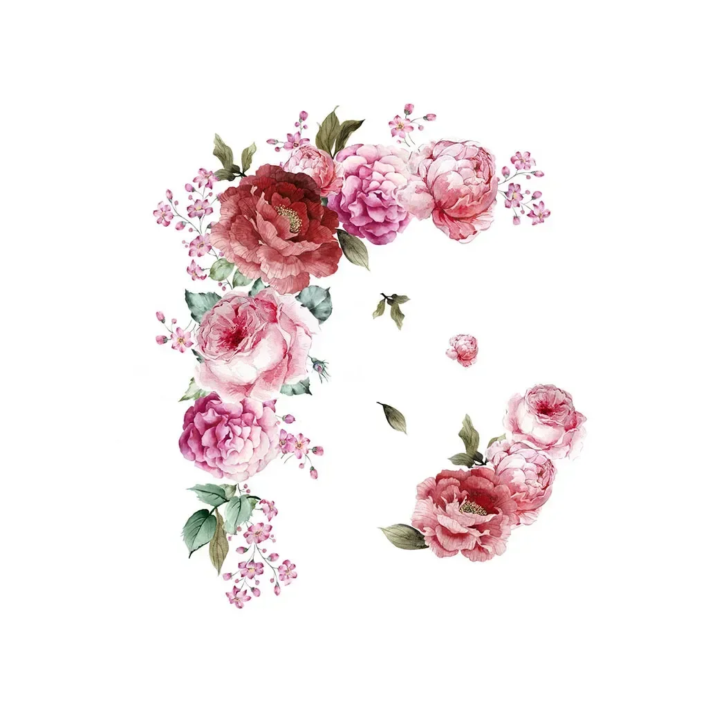 1 Set Peony Rose Flower Wall Sticker Living Room Home Decoration wall stickers wall sticker