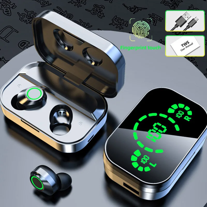 Auricular sem fio Bluetooth com microfone, Earbuds TWS YD03, fones