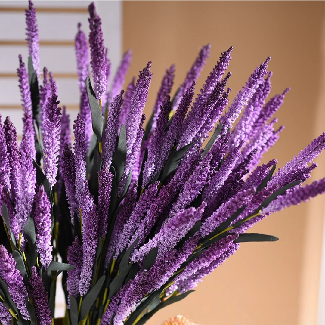 Künstlicher Lavendelstrauß, lila Kunstblumen für Haus, Garten, Hochzeitsdekoration, Valentinstag, Geburtstag, Abschlussgeschenk, Vasenfüller – Detail 5