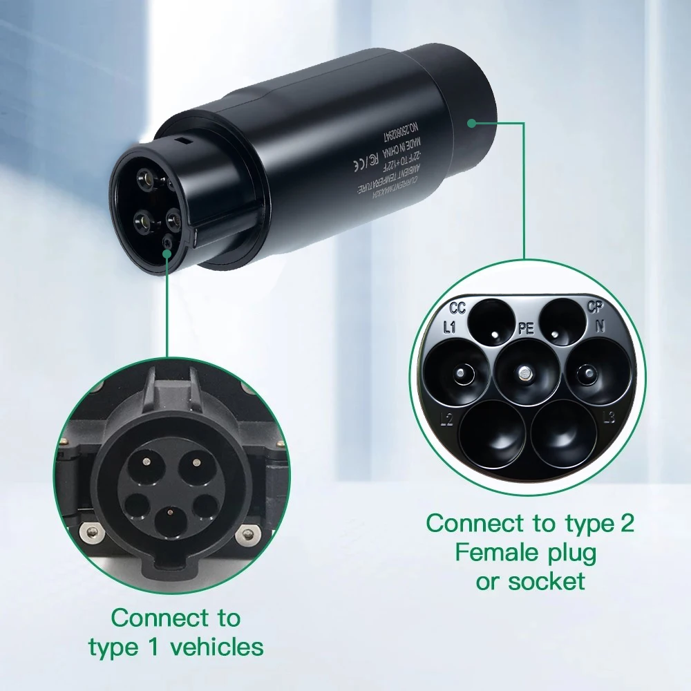 Type 1 to Type 2 Adapter Electric Vehicle Charger 2 to 1 AC Adaptor GB/T EVSE Charging Convertor For Electric Cars