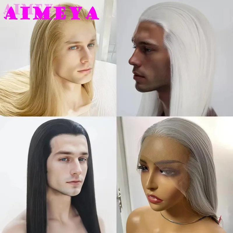 NeZha AoGuang Cosplay Wig Widow's Peak Synthetic Lace Front Wig Long Silky Straight Lace Wigs Asian Ancient Costumes AIMEYA