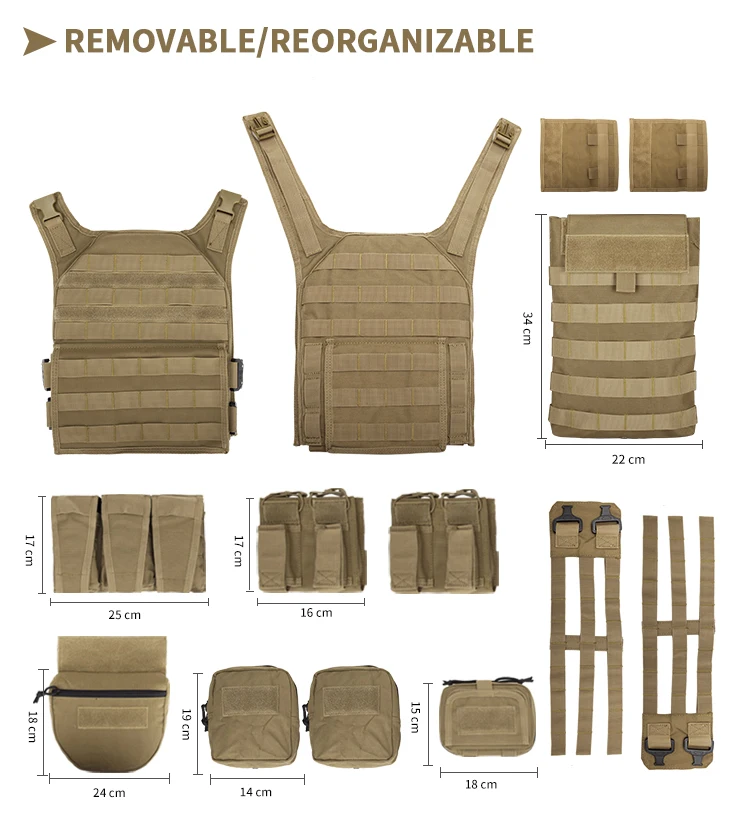 Yakeda-戦術的なプレートキャリアベスト、狩猟の保護ショルダー、背景