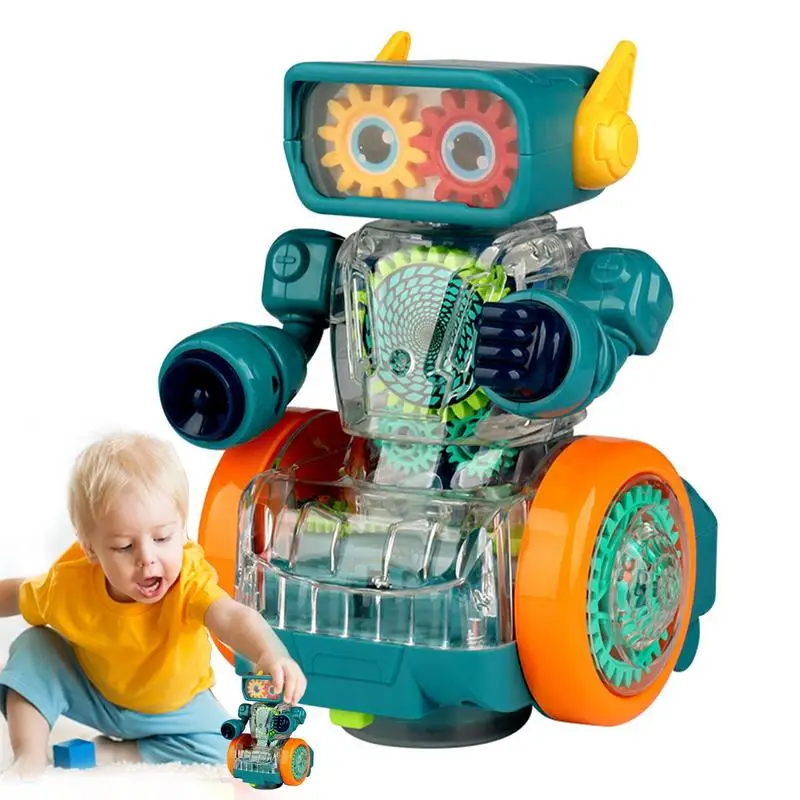 

Робот-игрушка Gear, Роботизированная фигурка с музыкой и сенсорным стержнем, строительная и строительная игрушка для мальчиков