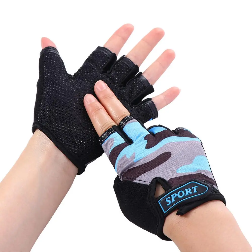 Cycling Gloves Half Finger Mittens Outdoor Non-slip Cycling Riding Equipment Child Bicycle Gloves Camouflage Bike