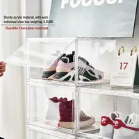 6 Packs Acrylic Clear Shoe Box, Thickened Plastic Front Shoe Storage Organizer With Magnetic Lid,Stackable Display Case Sneaker 2