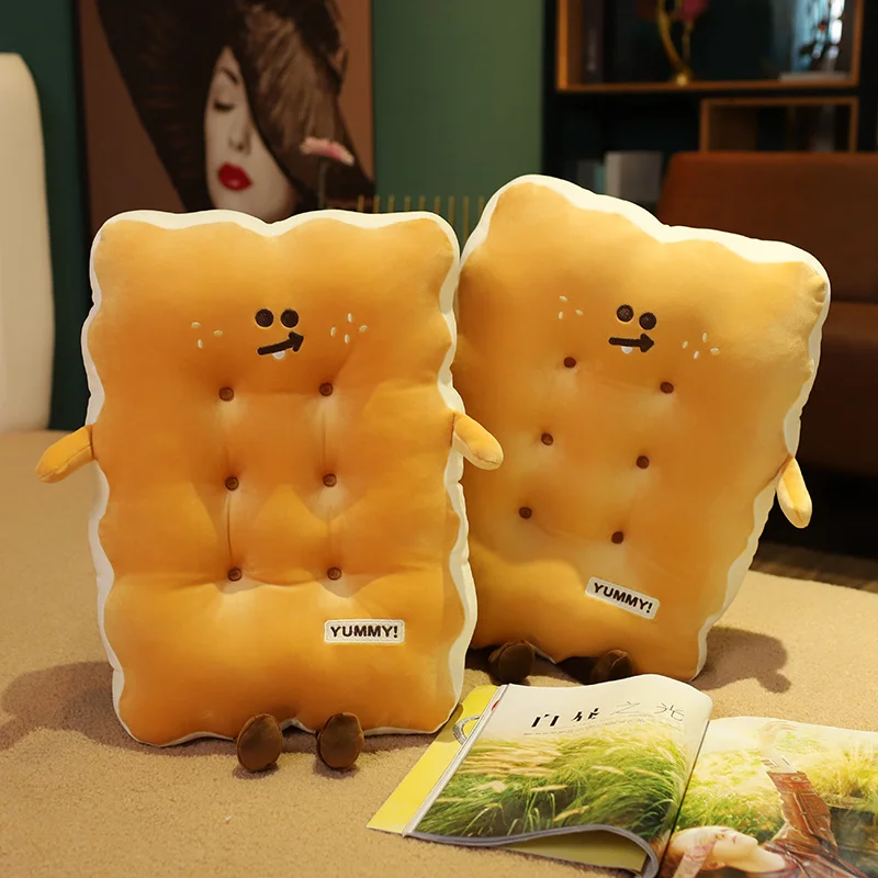 Simulation Cartoon Sesame Biscuit Plush Toy Cute Stuffed Food Plushie Throw Pillow Sofa Cushion Kawaii Home Decor for Girls Gift