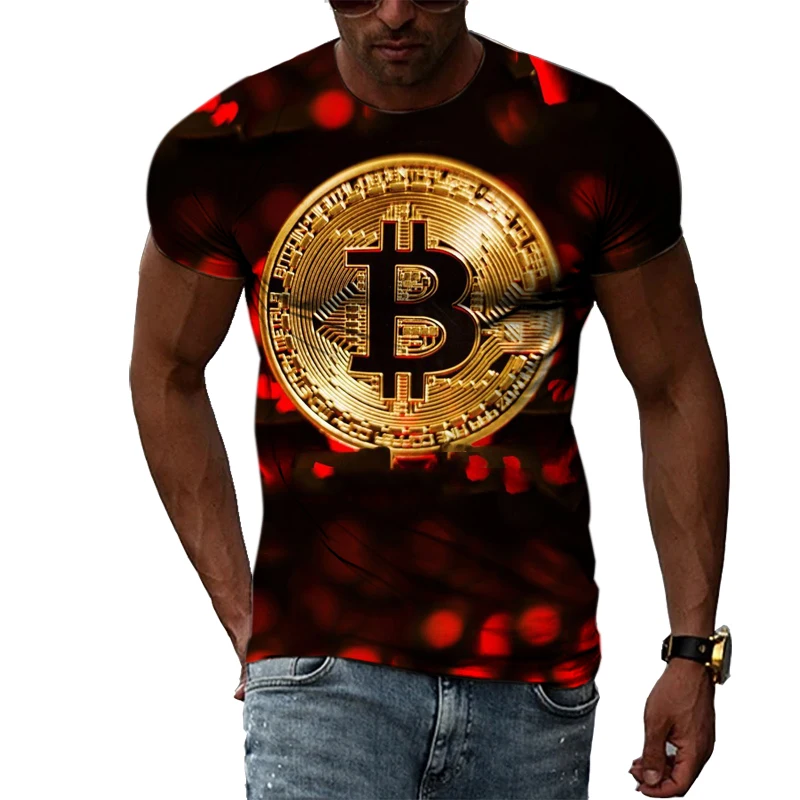 Summer Fashion Hot Sell Bitcoin graphic t shirts For Men Casual Personality Trendly 3D Print harajuku style short sleeve t-shirt