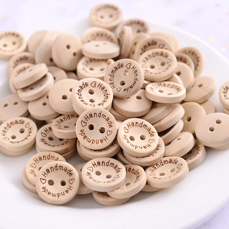50 stücke 2 Löcher Natürliche Holz Knöpfe für Kleidung Dekorative Taste Diy Handgemachte 2 Ösen Bottons Nähen Zubehör3 – Detail 3
