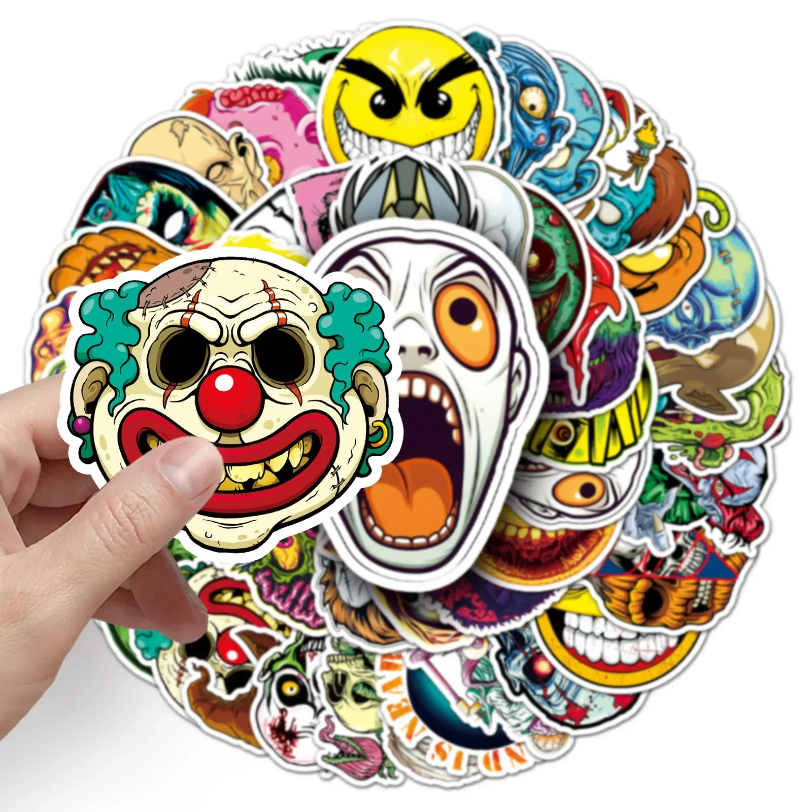 Cartoon Stickers 10/50Pcs Cool Pop Zombie Horror Skull Stickers Cartoon Decals DIY Stationery Luggage Laptop Helmet Motorcycle Graffiti Sticker cartoon stickers,decorative stickers,graffiti stickers