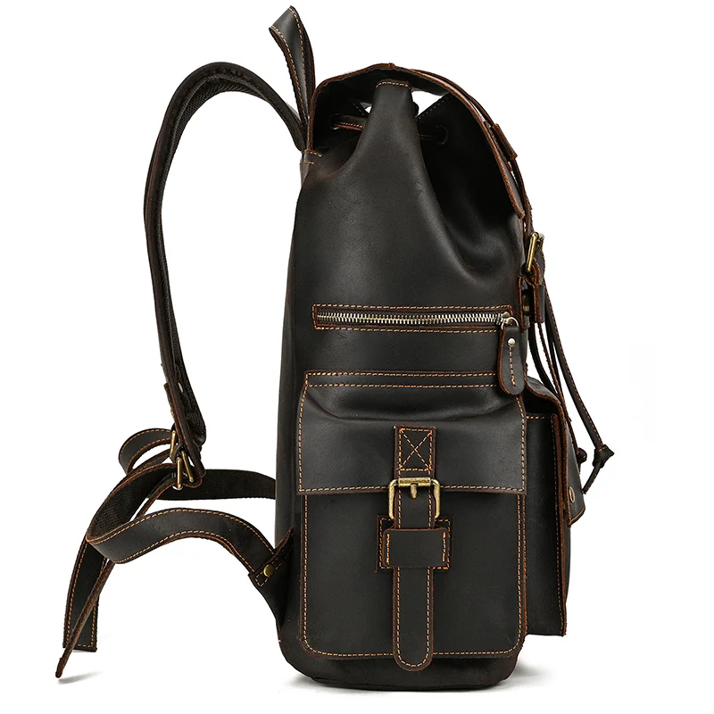 Leather Backpack Travel Pioneer™ - Dark Brown
