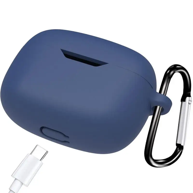 

Protective Case For JBL Wave Beam Blue Tooth Earbuds Silicone Anti-Drop Earphone Case Cover Dustproof Cover With Carabiner