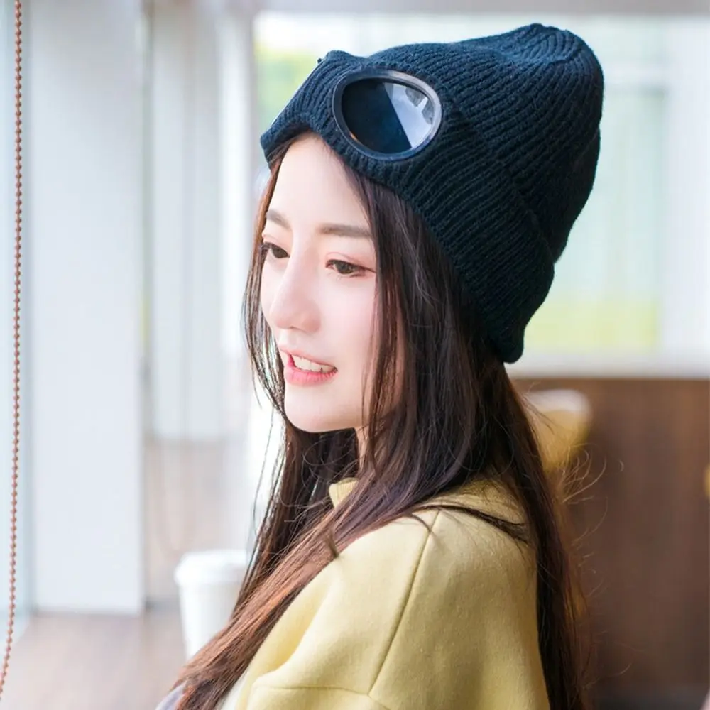 Ear Protection With Glasses Pullover Cap Skullies Caps Pilot Glasses Cap Ski Cap Knitted Hats Women Wool Caps Korean Beanies - 3