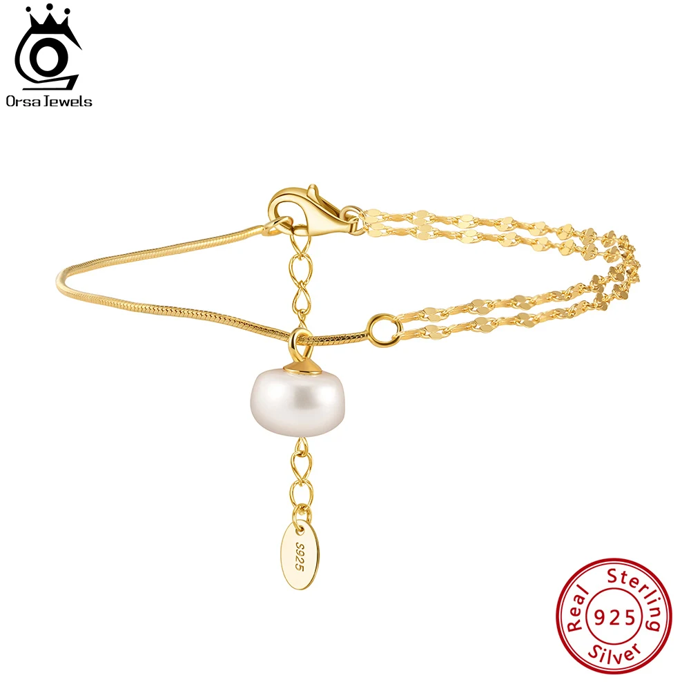 ORSA JEWELS Natural Pearls Fish Lips&Snake Chain Bracelet