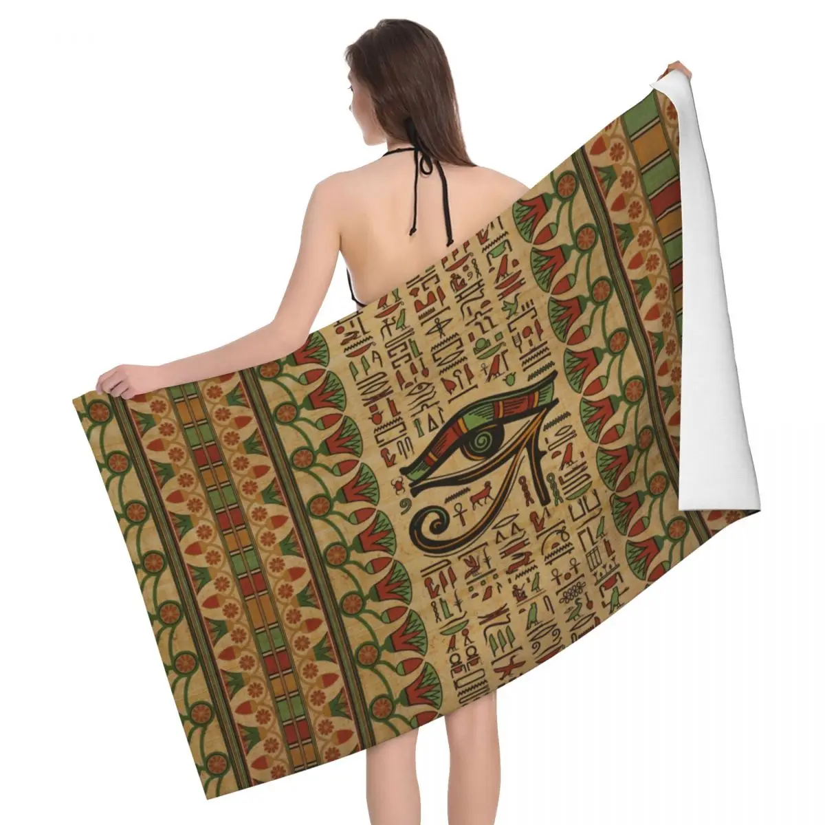 Egypt Ancient King Tutankhamun Beach Towel Super Soft Quick Dry_voghion.com
