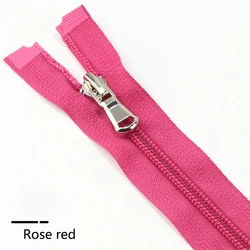 Set of 5 Nylon Open - End Zippers (40 - 80cm) in 13 Colors for Tailoring and Sewing Crafts (Rose red)