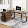Tribesigns L-Shaped Computer Desk with 3 Drawers, Reversible Corner Home Office Desk with Shelves, 53-Inch Industrial PC Desk St 3