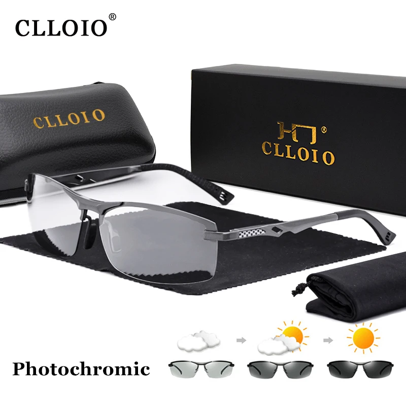 2022 New Aluminum Photochromic Sunglasses Men Polarized Day Night Driving Glasses Anti-Glare Rimless Chameleon Gafas de sol |