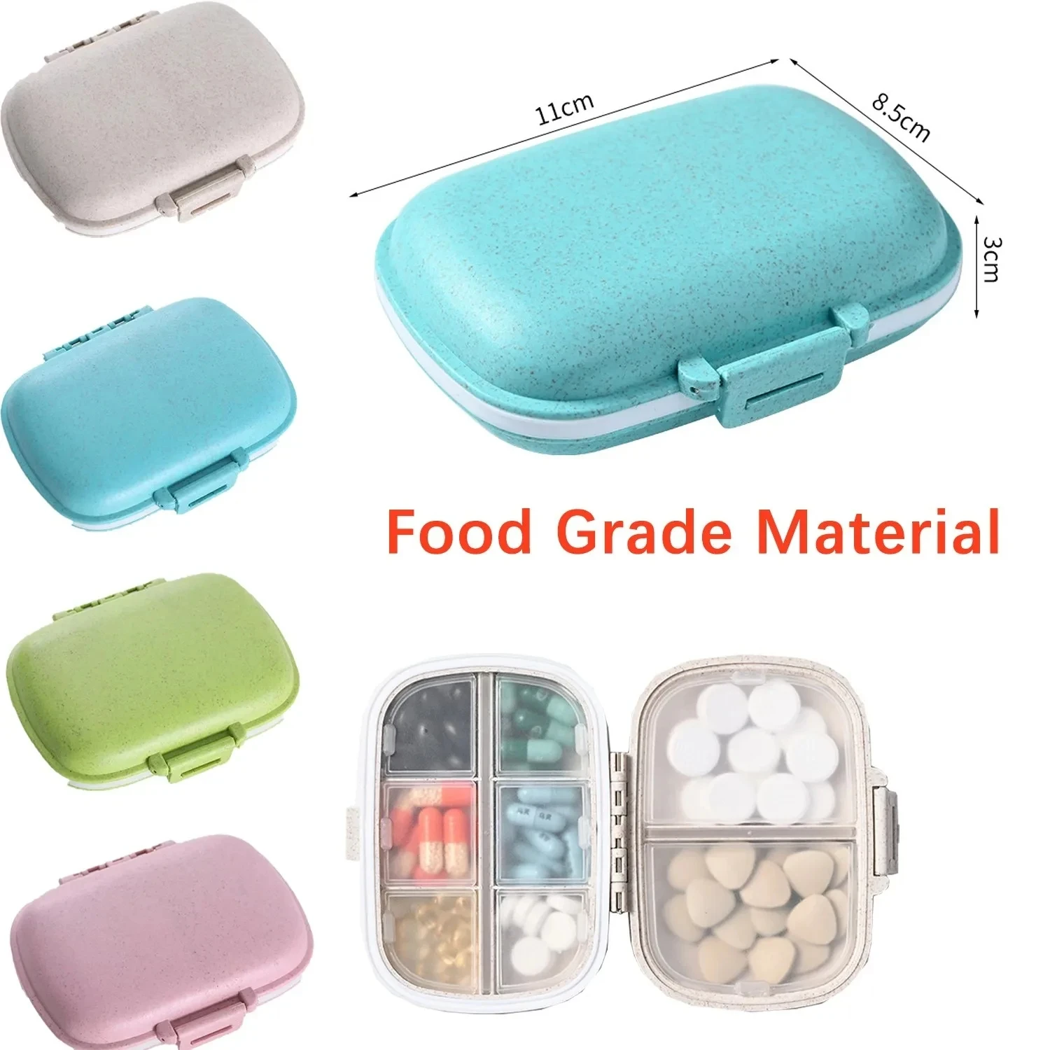 AiQUE Compact Waterproof Pill Organizer – 8-Grid Portable Medicine Storage Box