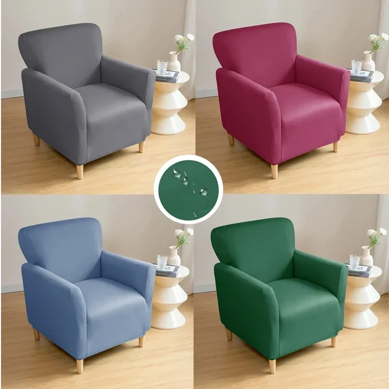 

Water Repellent Tub Chair Cover Stretch Club Couch Armchair Slipcovers Elastic Single Sofa Covers Living Room Bar Counter Hotel