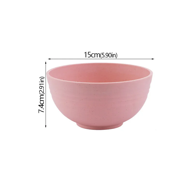 Eco-Friendly Unbreakable Wheat Straw Bowl Set - Cartoon Design Snack & Breakfast Dishes