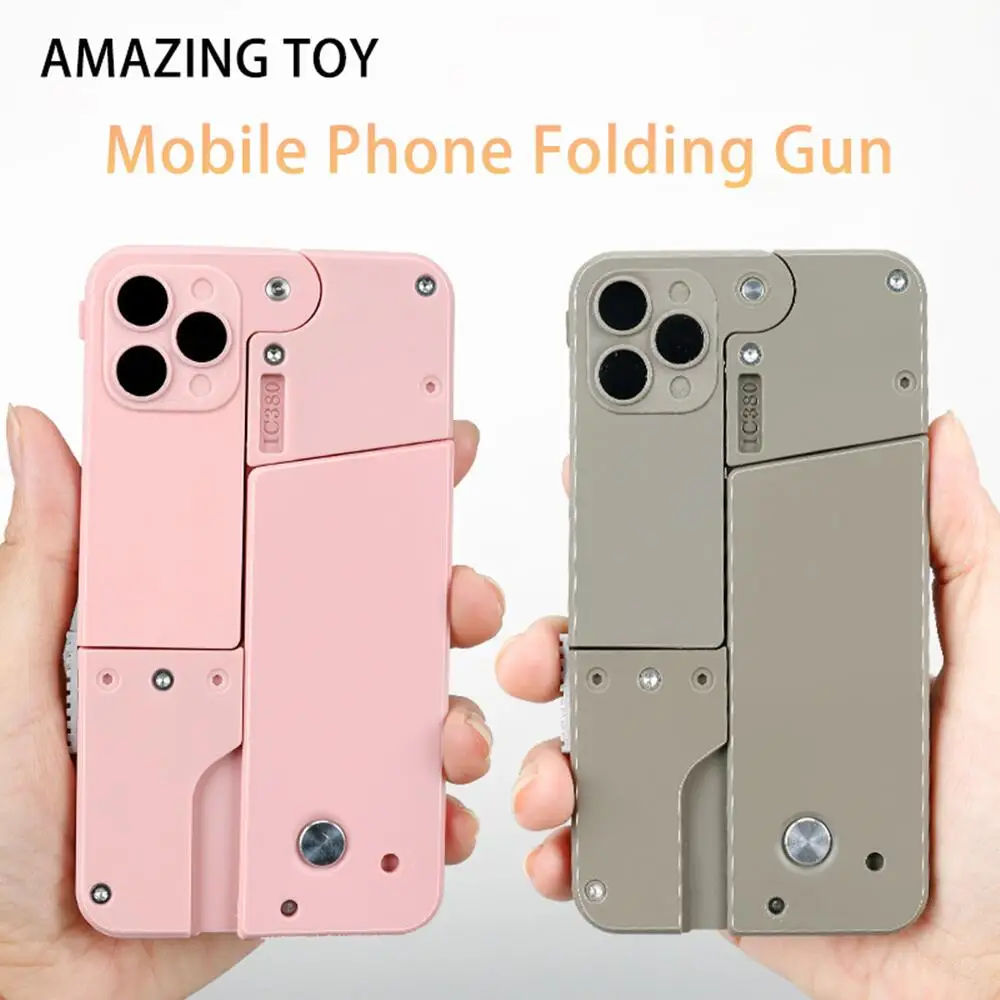 Creative Folding Pistol Bullet Automatic Pop Up Soft Bullet Toy Mobile Phone Appearance Gun For Game Battle For Kids Toys Gifts 4