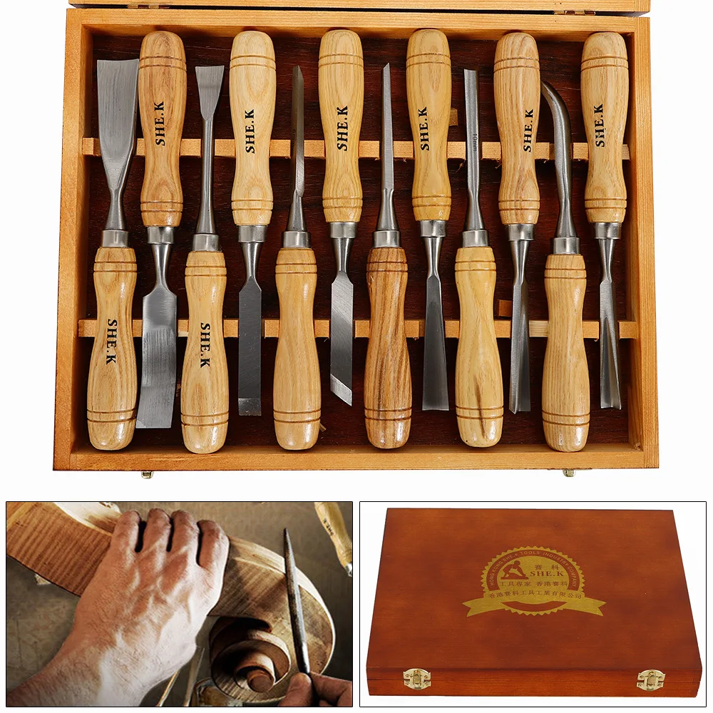 

Wood Carving Hand Chisel Tool Set 12pcs Professional Woodworking Gouges Tool