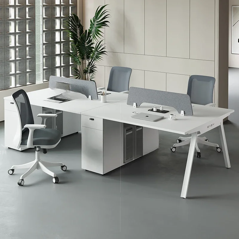 Staff office desk and chair combination 6 people 4 simple modern office row, workstation table Company staff computer desk