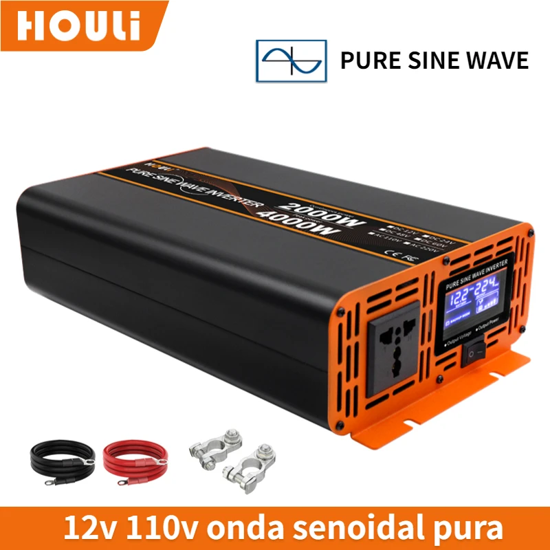 Houli inversor 12v para 110v 5000w 6000w 7000w inversor 12v 220v onda pura inversor  12v 220v inversor de onda senoidal pura inversor de carro 12v para 110v e  220v - AliExpress