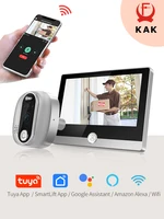 Caméra de sonnette de porte numérique Tuya avec interphone, judas vidéo, détecteur de mouvement PIR, WiFi, Google, Alexa Smart Life, 1080P 1