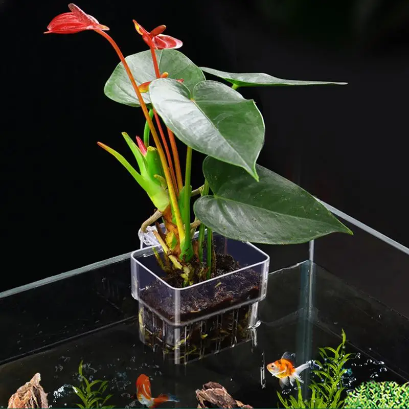 Aquarium Plant Holder fish tank water grass planting cup Aquatic Plant Cup with Hook Aquarium landscaping Decoration Plants Pot