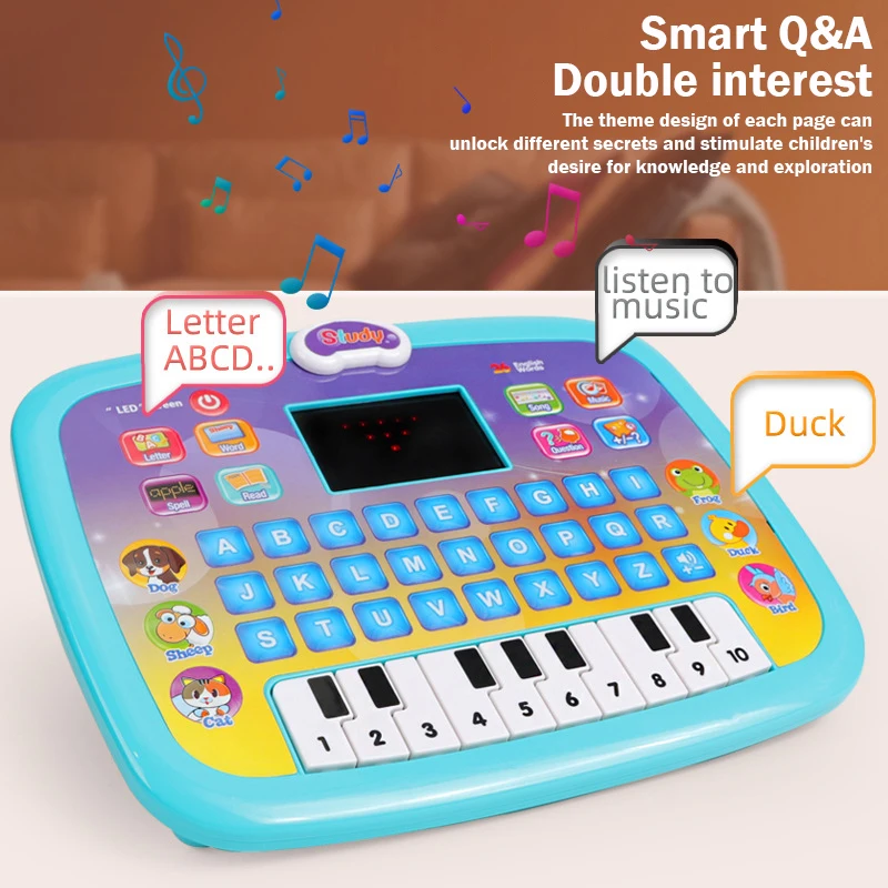 Early Childhood Education New English Tablet Learning Machine LED Music Early Education Cognitive Multi-learning Gift Children 3