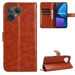 Elegant Leather Flip Case with Wallet and Kickstand Feature for Fairphone 6 (Brown)