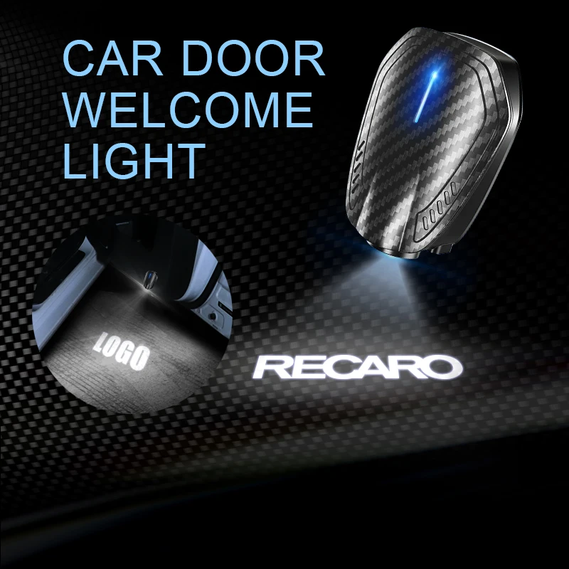2 Pezzi Per 2 Porte Recaro Logo Usb Ricaricabile Porta Auto Led Hd Luci Di Benvenuto Di Cortesia Per Drag Racing Creative Car Racing